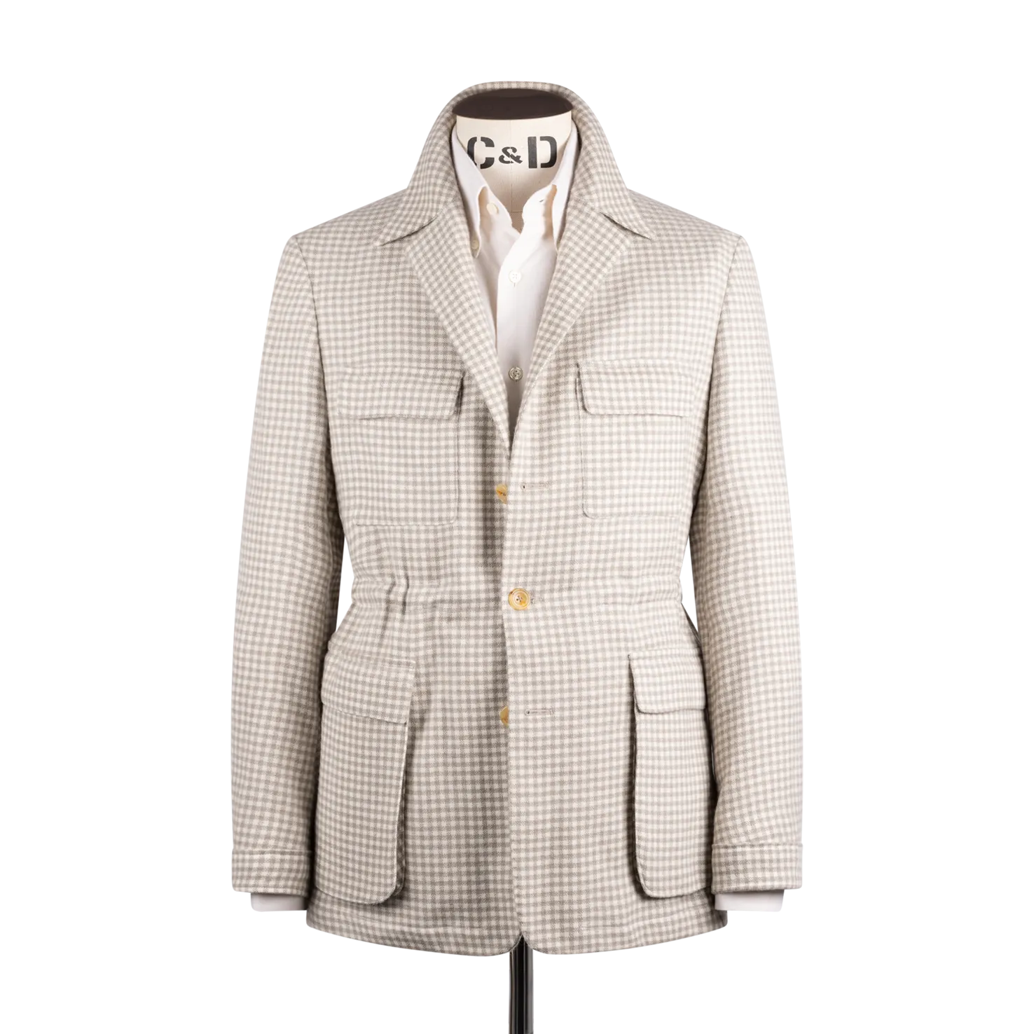 Safari Jacket in Cream Cashmere Check