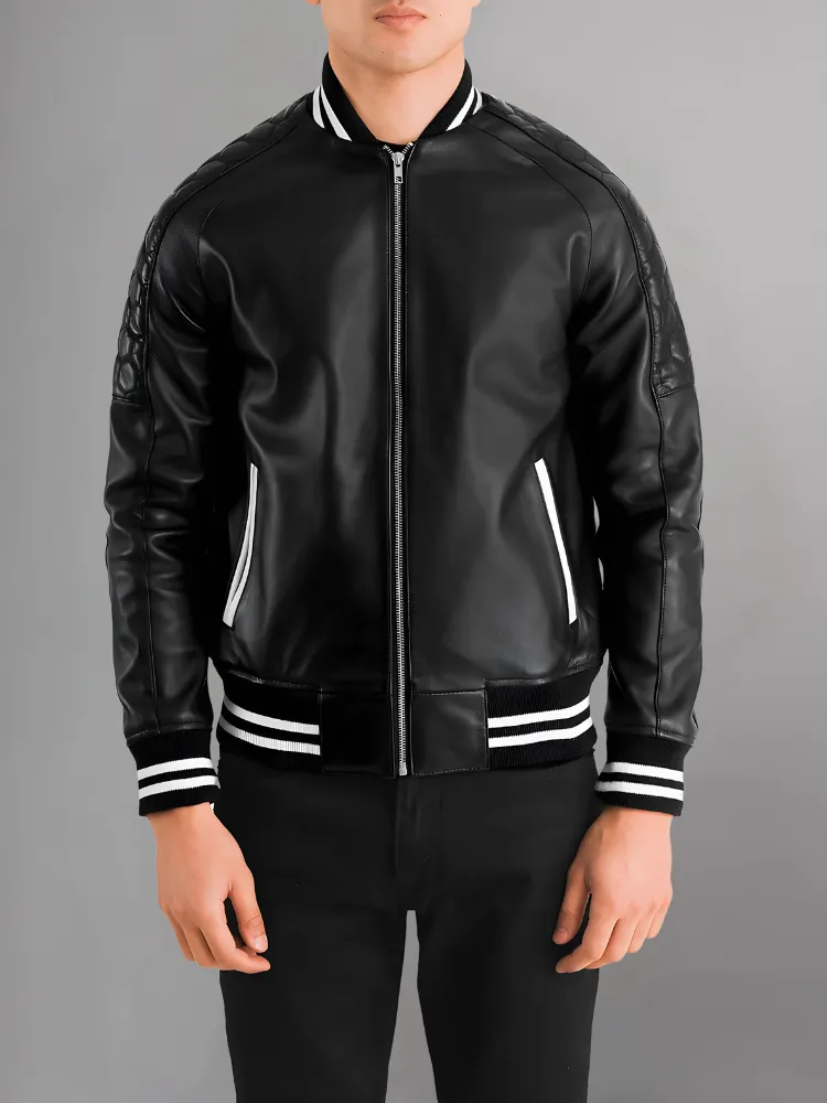 San Antonio Spurs Varsity Black Leather Jacket