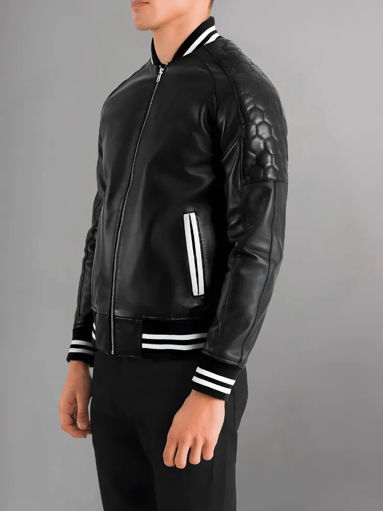 San Antonio Spurs Varsity Black Leather Jacket