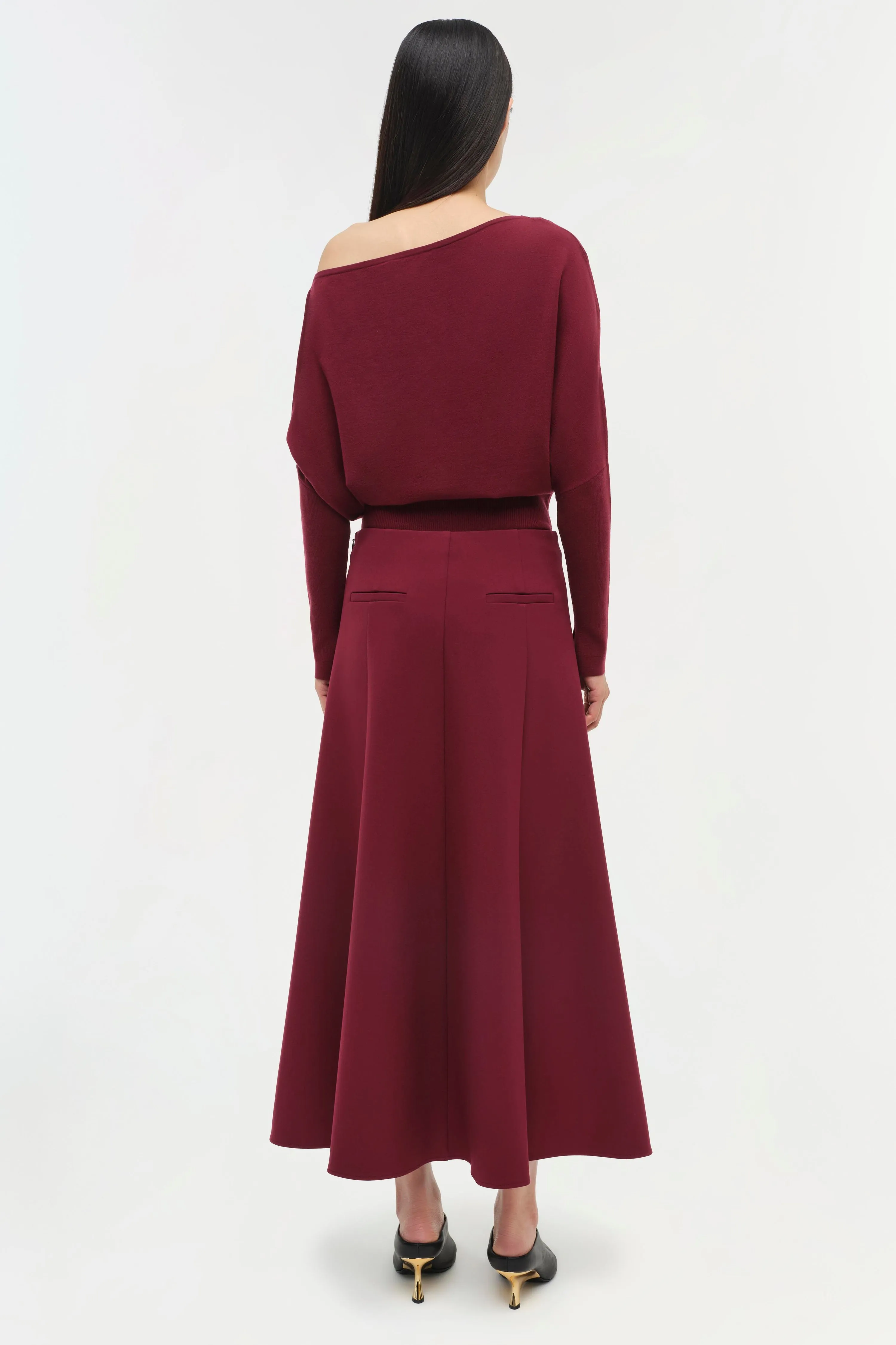 SIMKHAI - Dottie Aline Midi Skirt in Oxblood