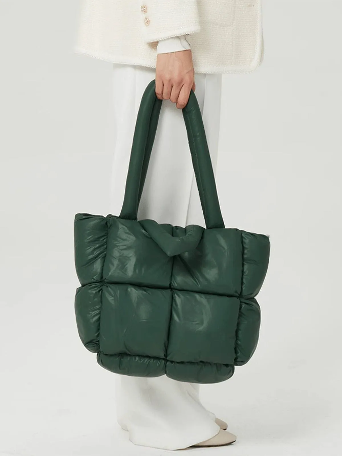 Solid Color Down-Filled Quilted Bag