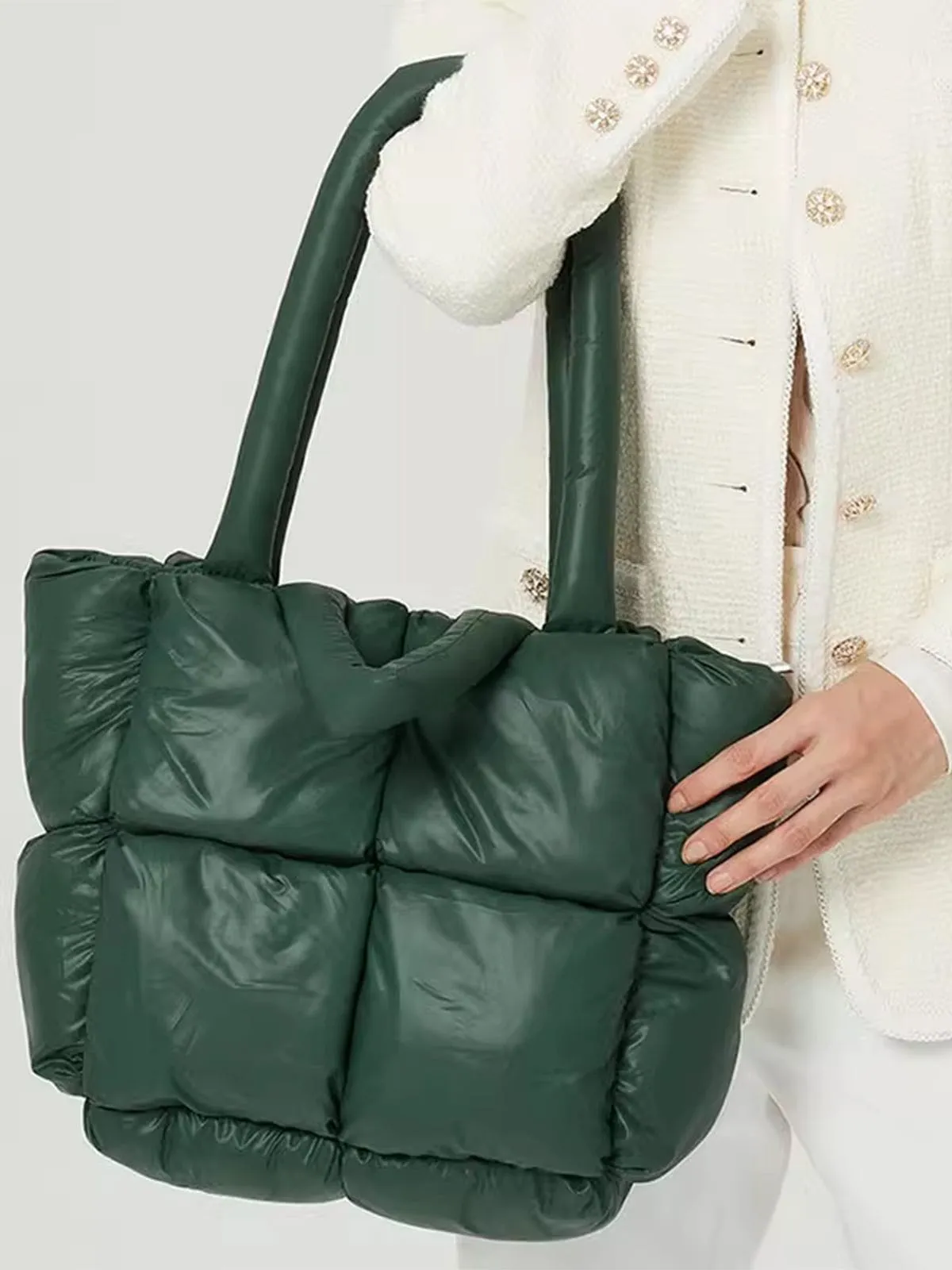 Solid Color Down-Filled Quilted Bag