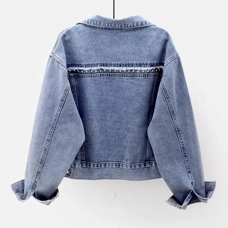 Spring Autumn Women Long Sleeve Short Jean Coat