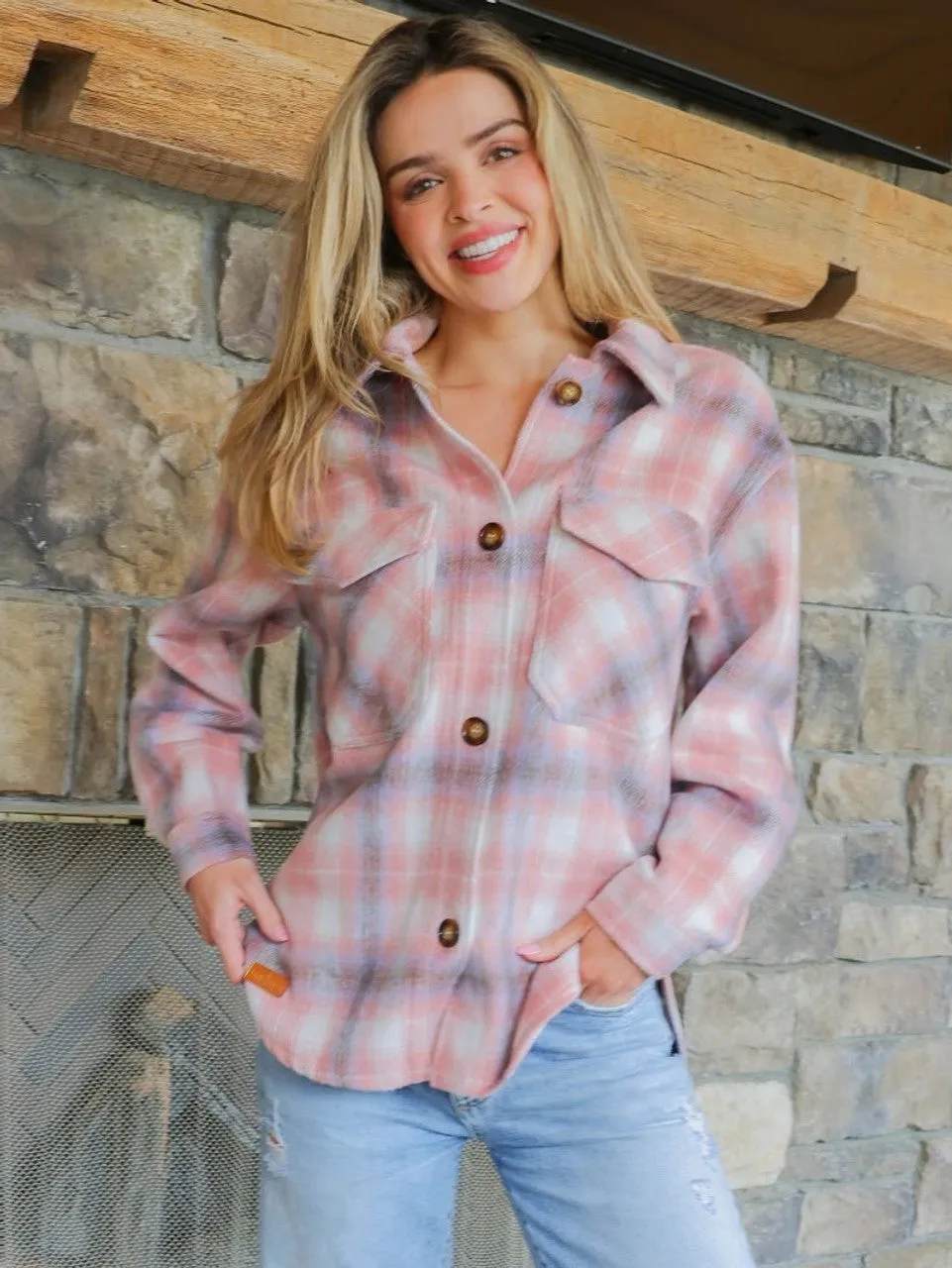 SS Shacket Jacket - Pink Plaid