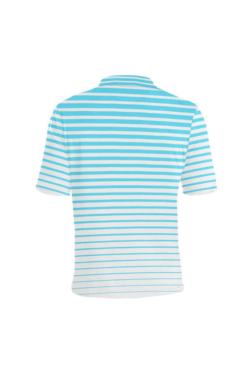 Stripe Cyan Men's Polo Shirt