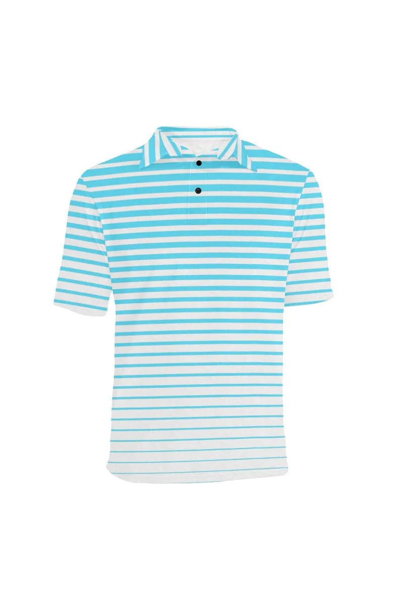 Stripe Cyan Men's Polo Shirt