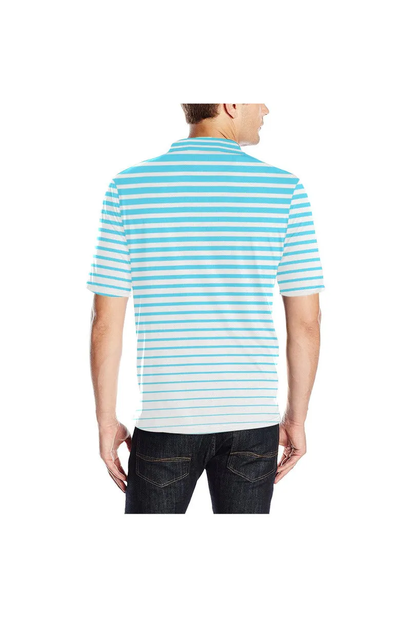 Stripe Cyan Men's Polo Shirt