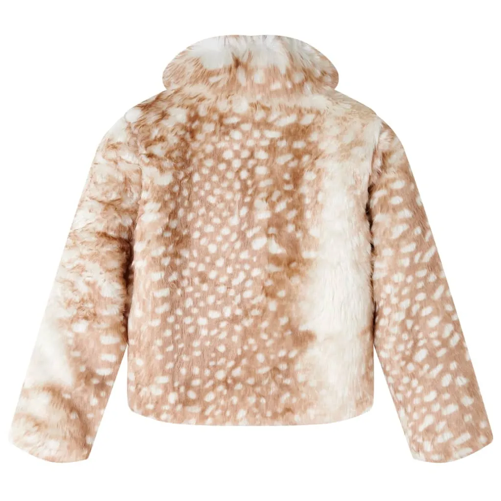 Stylish Kids' Faux Fur Coat - Cognac, Size 140 (9-10 Years) - Warm & Comfortable