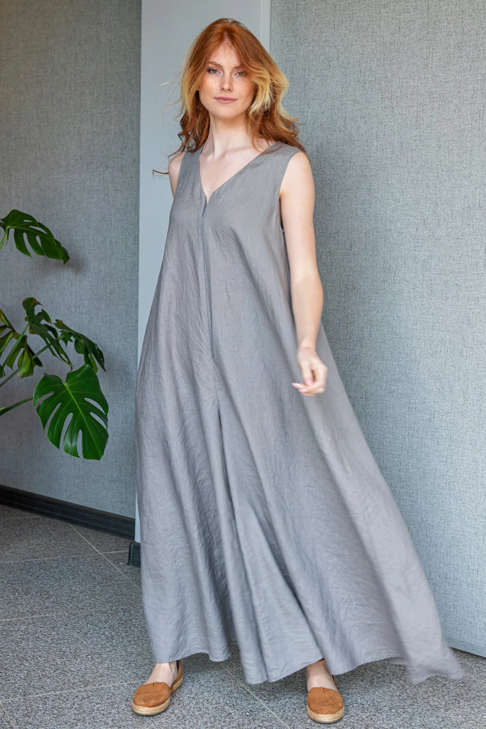 Summer Linen Jumpsuit Dress