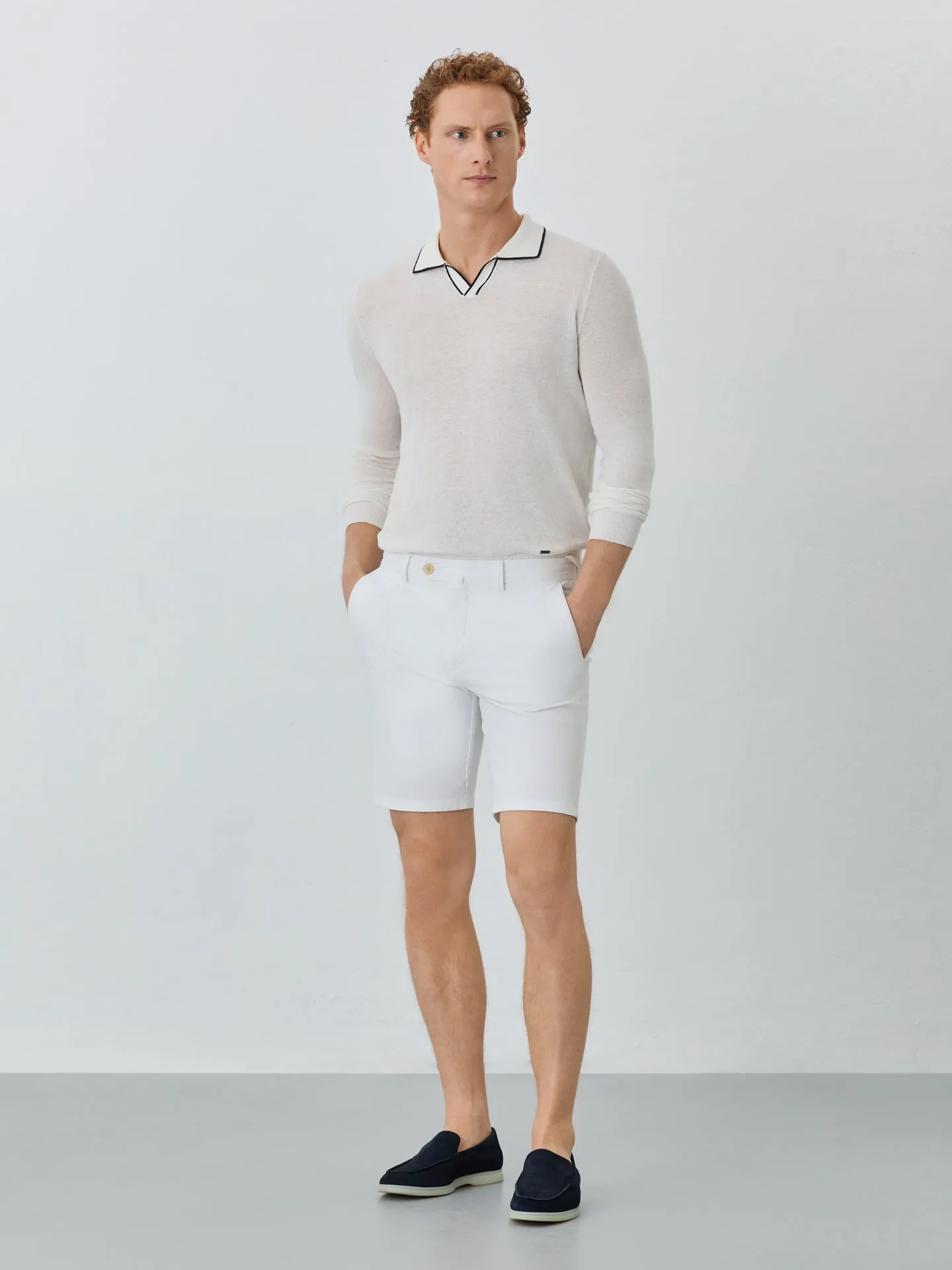 Sweater With Long Sleeves In Cotton-linen Blend