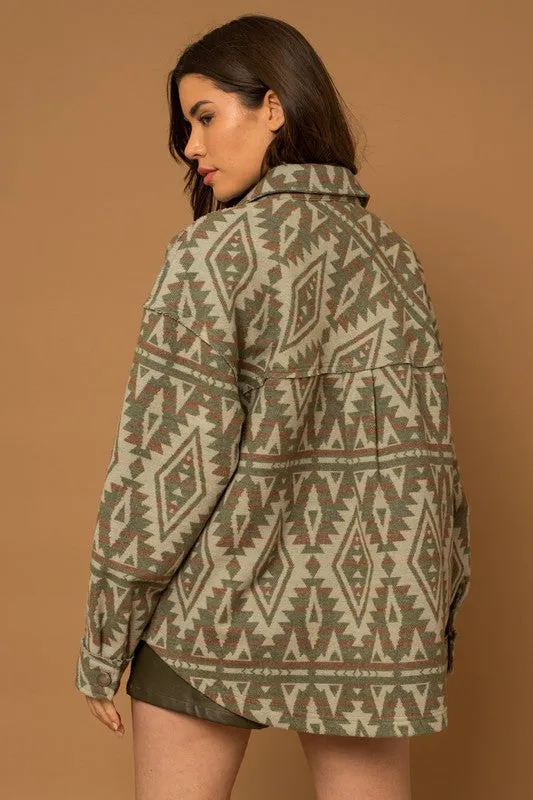 TEEK - Olive 3D Pocket Aztec Shacket