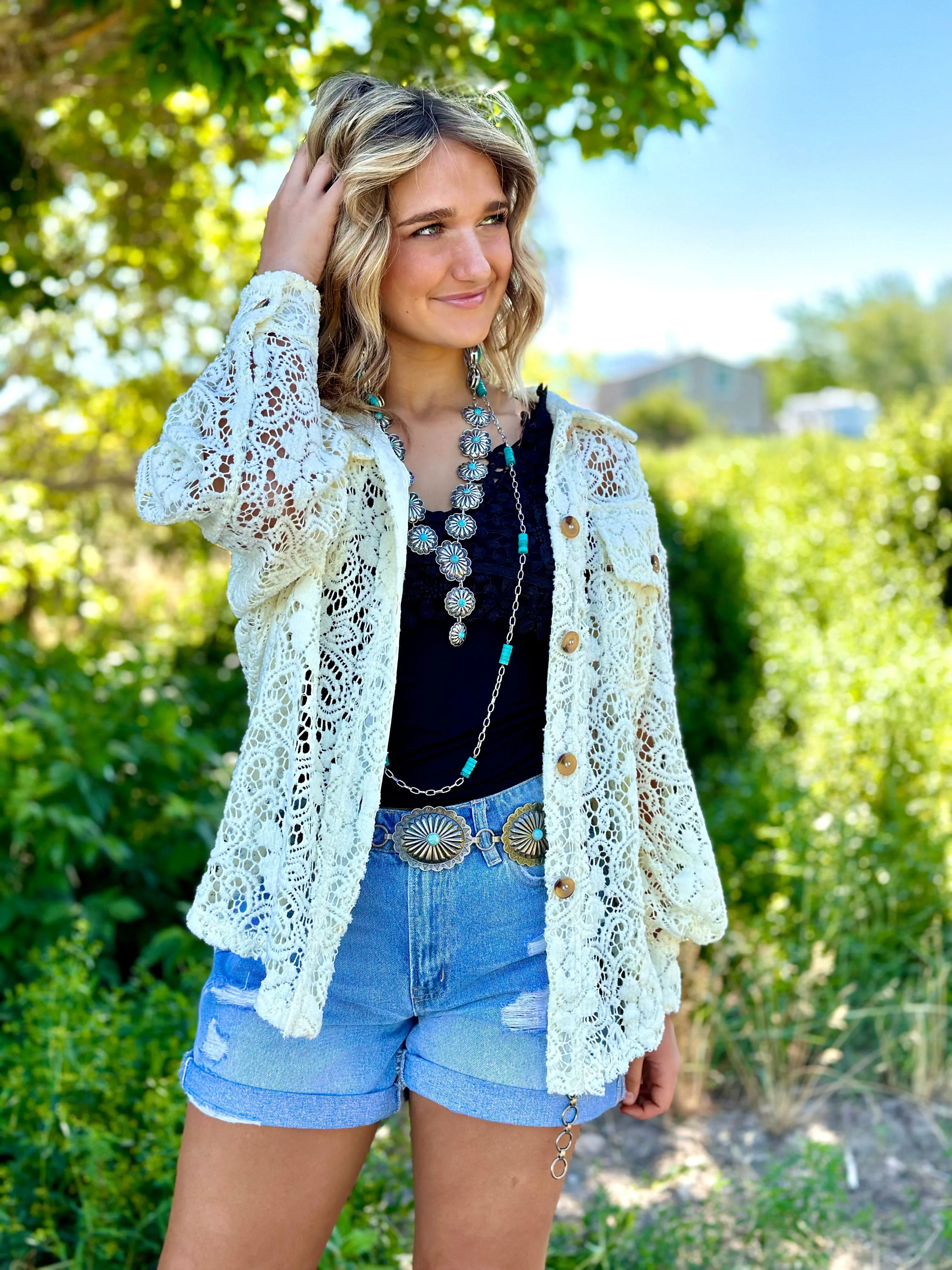 The El Reno Lace Button Up Top