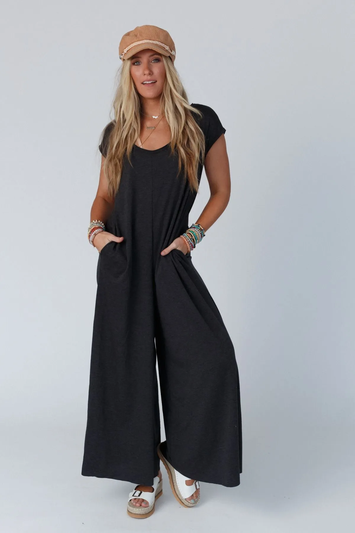 The Nest Daphne Scoop Neck Jumpsuit - Charcoal