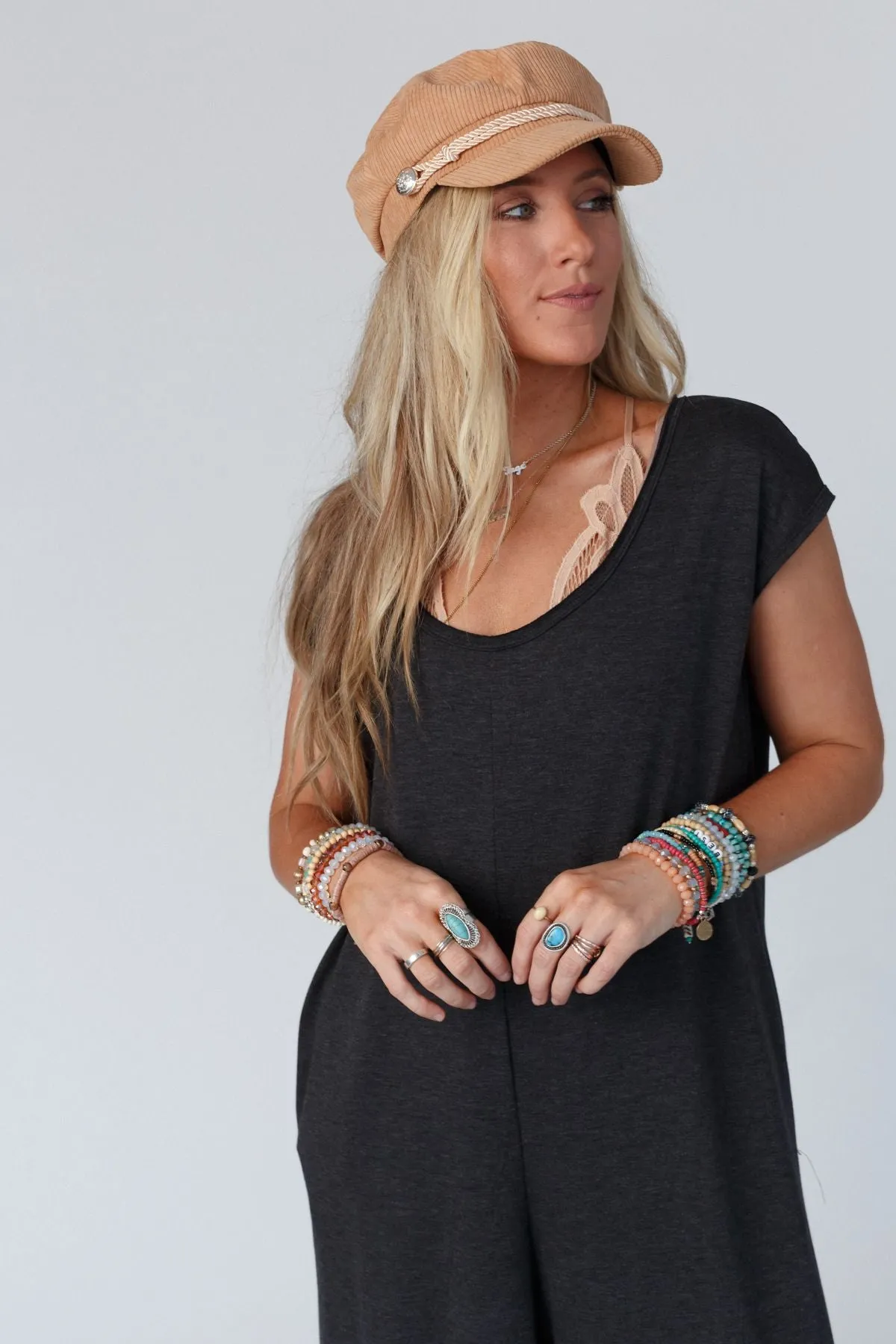 The Nest Daphne Scoop Neck Jumpsuit - Charcoal