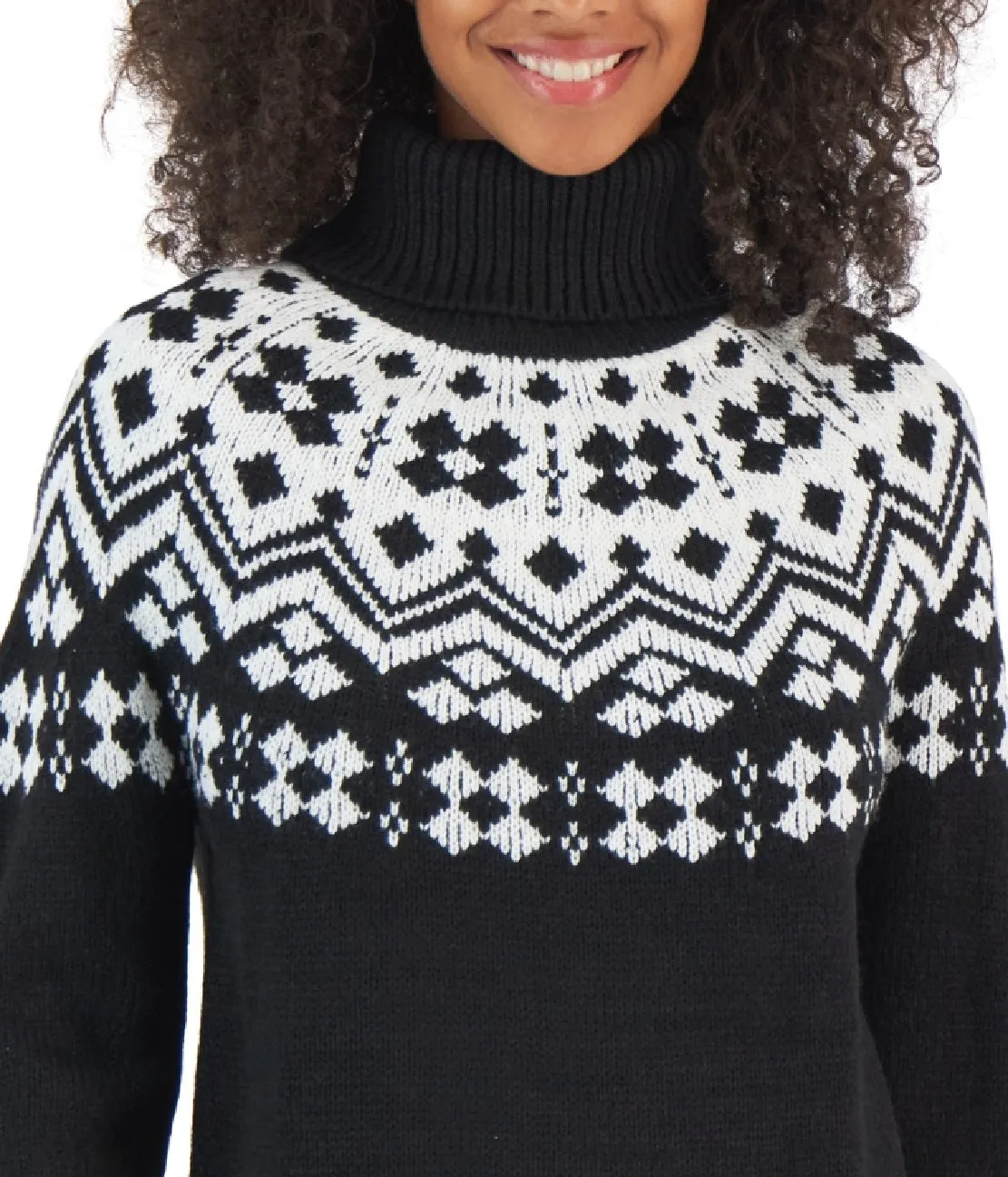 Tommy Hilfiger Women's Fair Isle Turtleneck Sweater Black