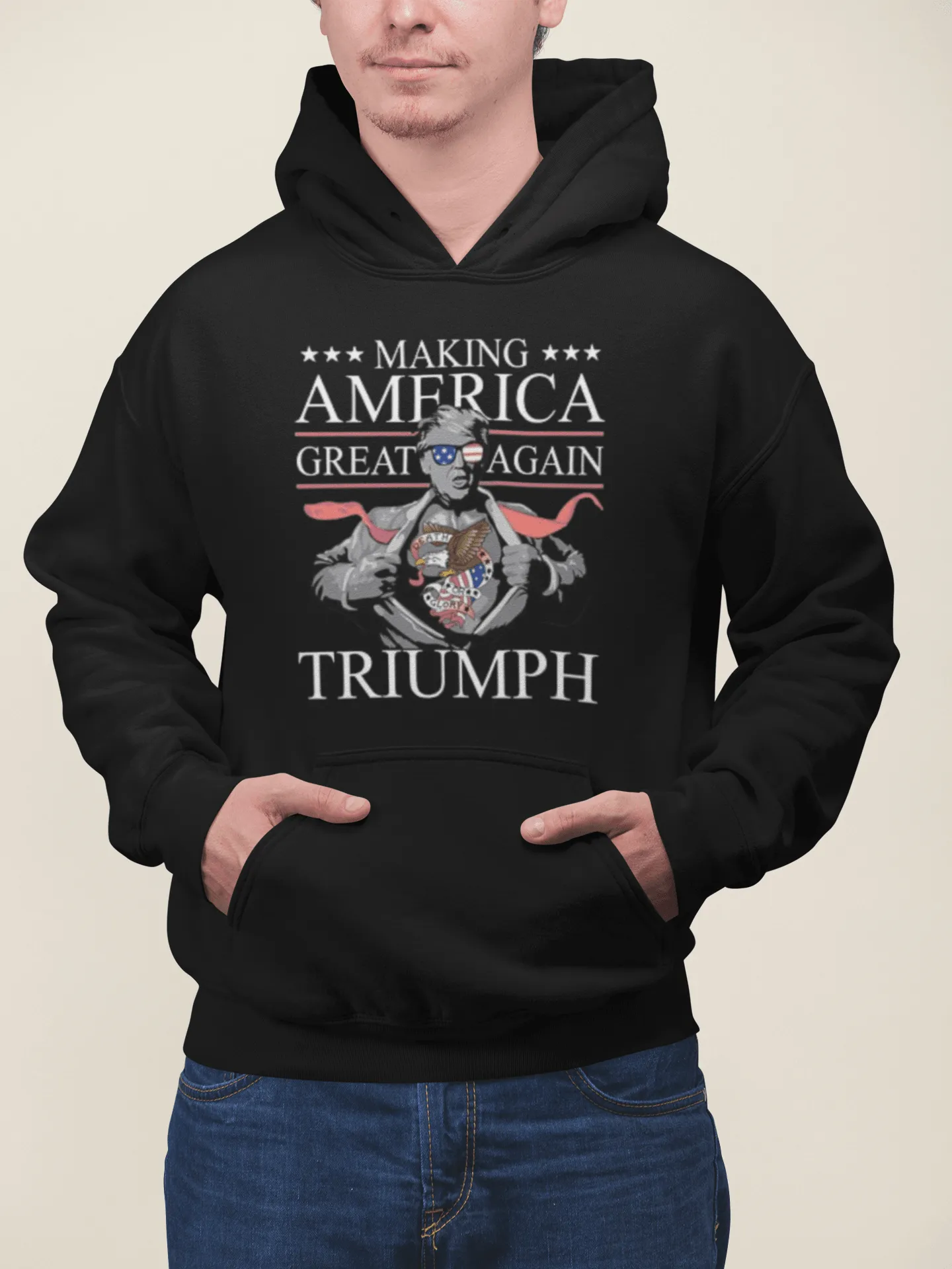 Trump Hoodie Making America Great Again Triumph Blended Cotton Midweight Unisex Pullover