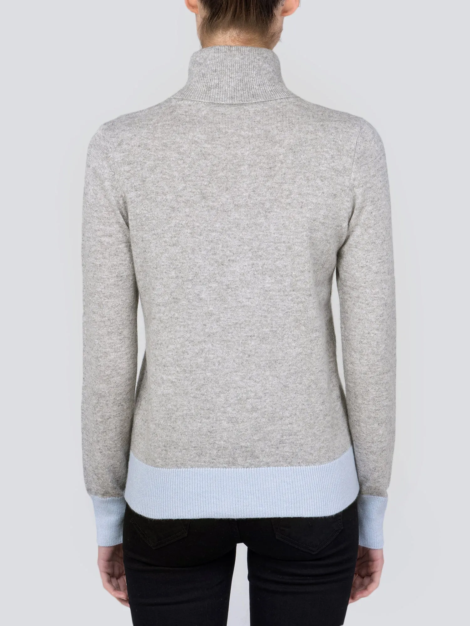 Turtleneck Slimfit Sweater_CB_Light Grey/Baby Blue