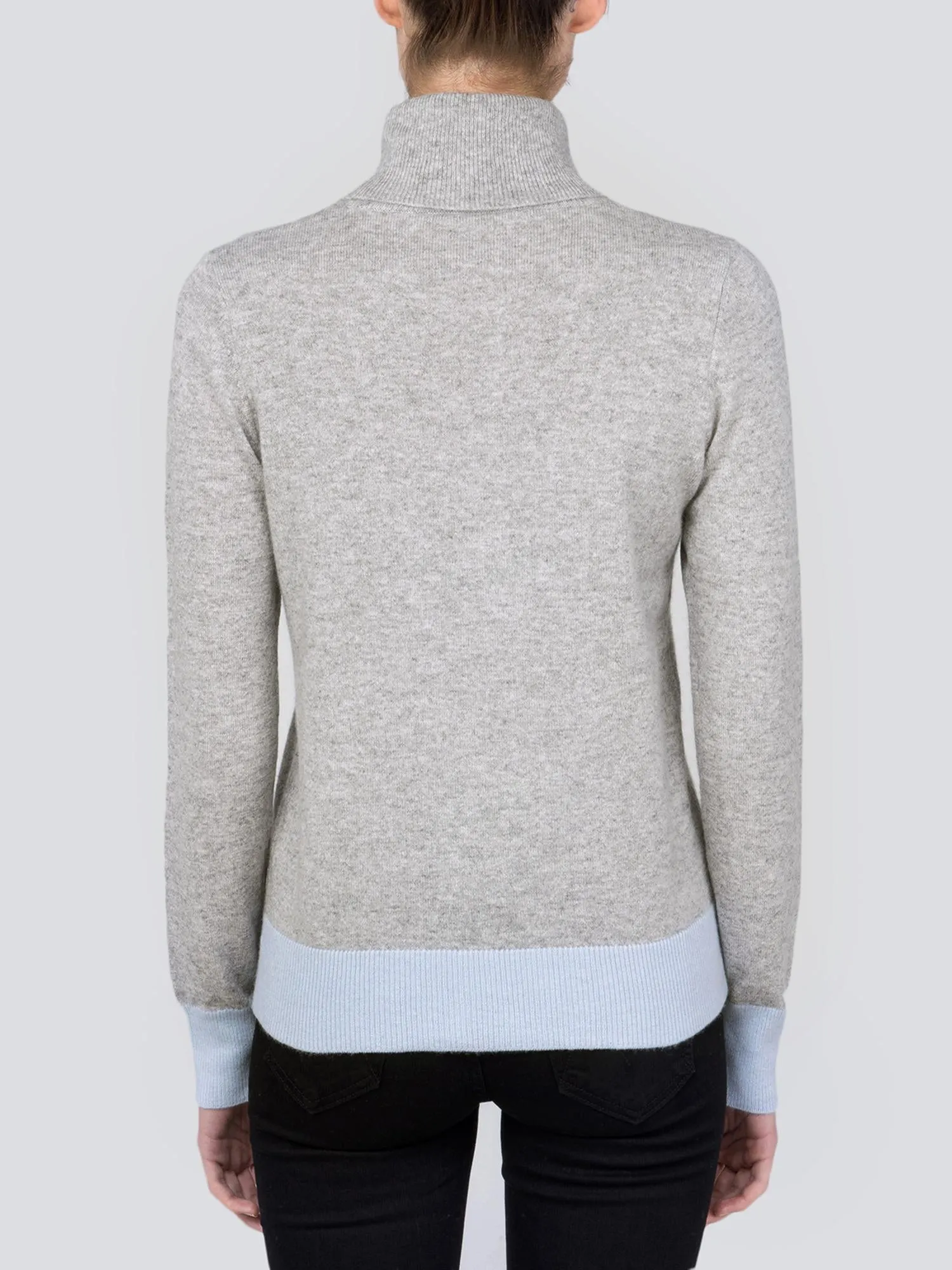 Turtleneck Slimfit Sweater_CB_Light Grey/Baby Blue