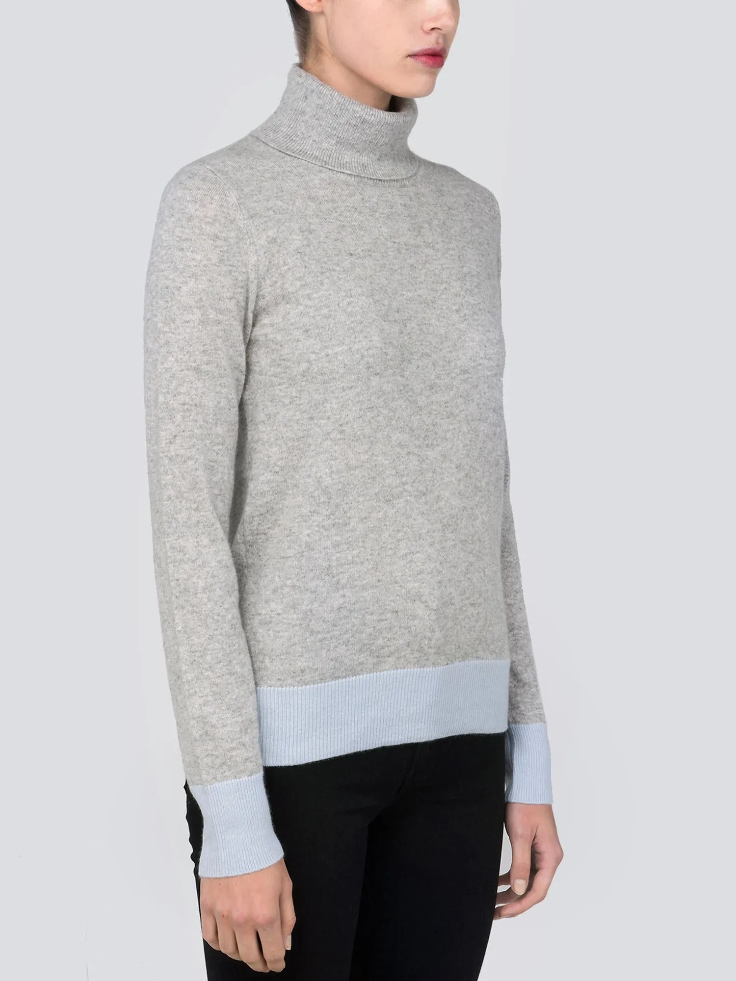 Turtleneck Slimfit Sweater_CB_Light Grey/Baby Blue