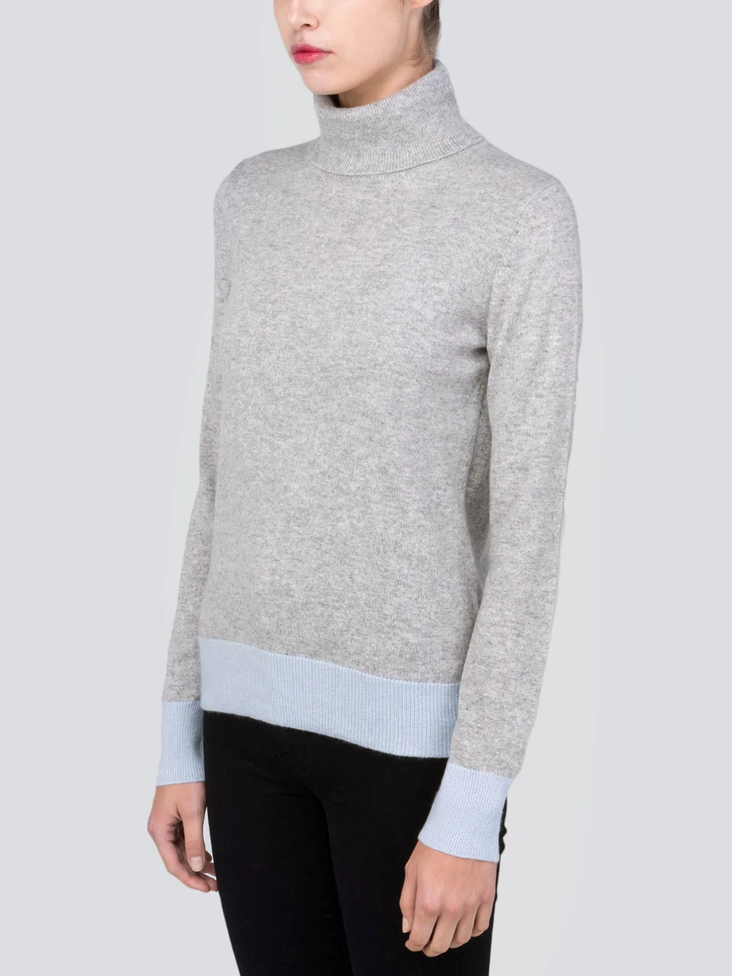 Turtleneck Slimfit Sweater_CB_Light Grey/Baby Blue