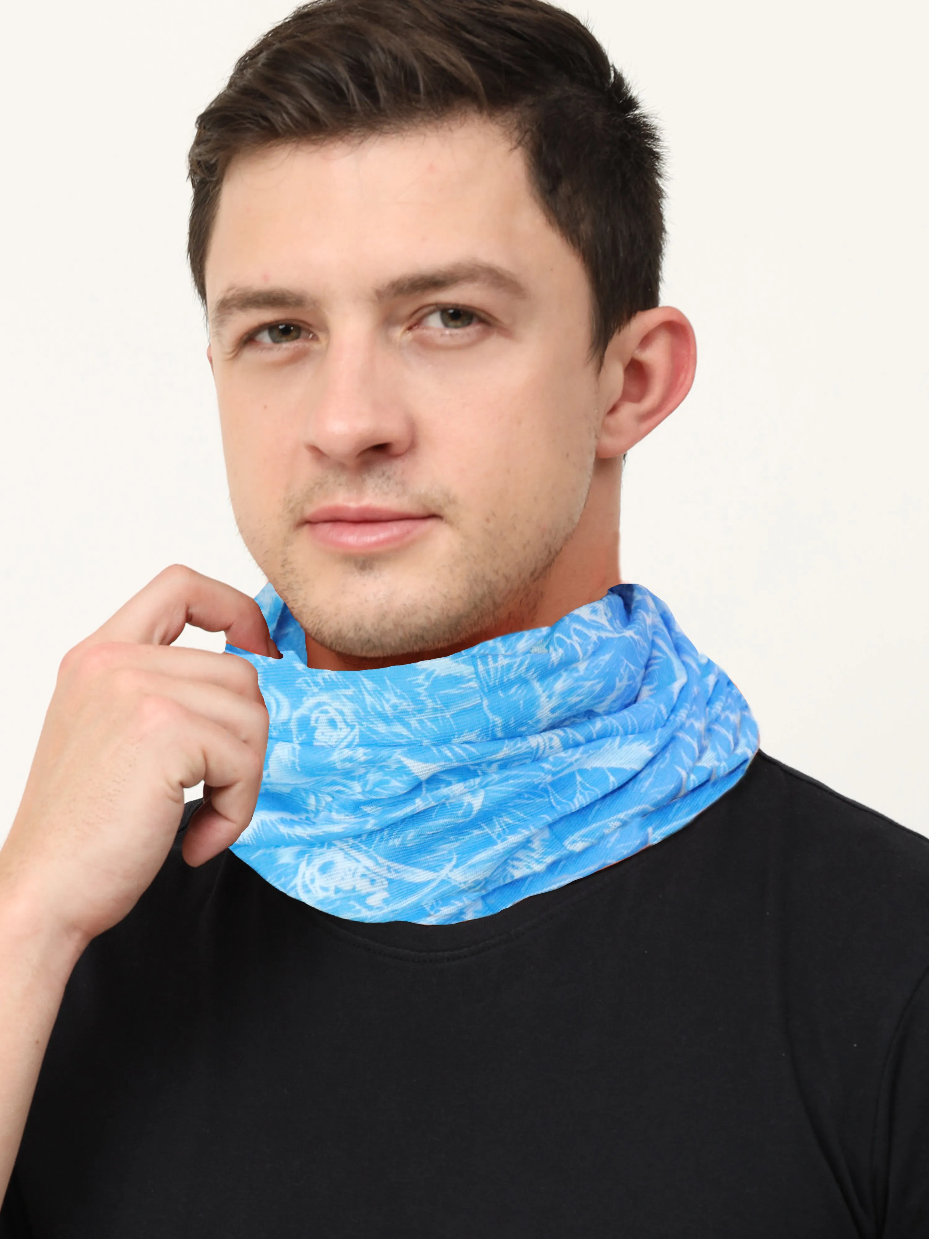 UrGear Unisex Adults and Kids Blue Printed Bamboo Anti Microbial Multipurpose FREE SIZE Bandana