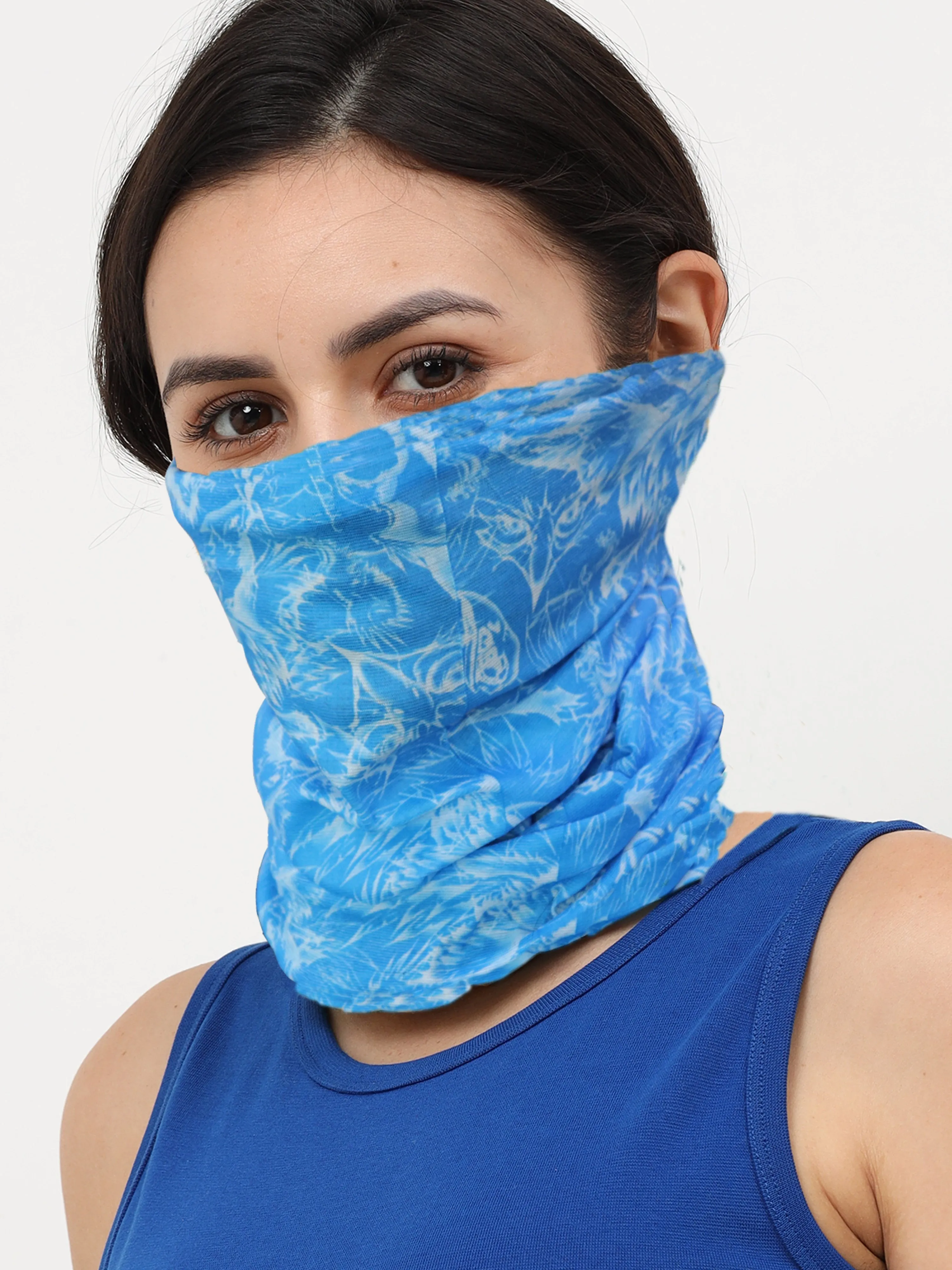 UrGear Unisex Adults and Kids Blue Printed Bamboo Anti Microbial Multipurpose FREE SIZE Bandana