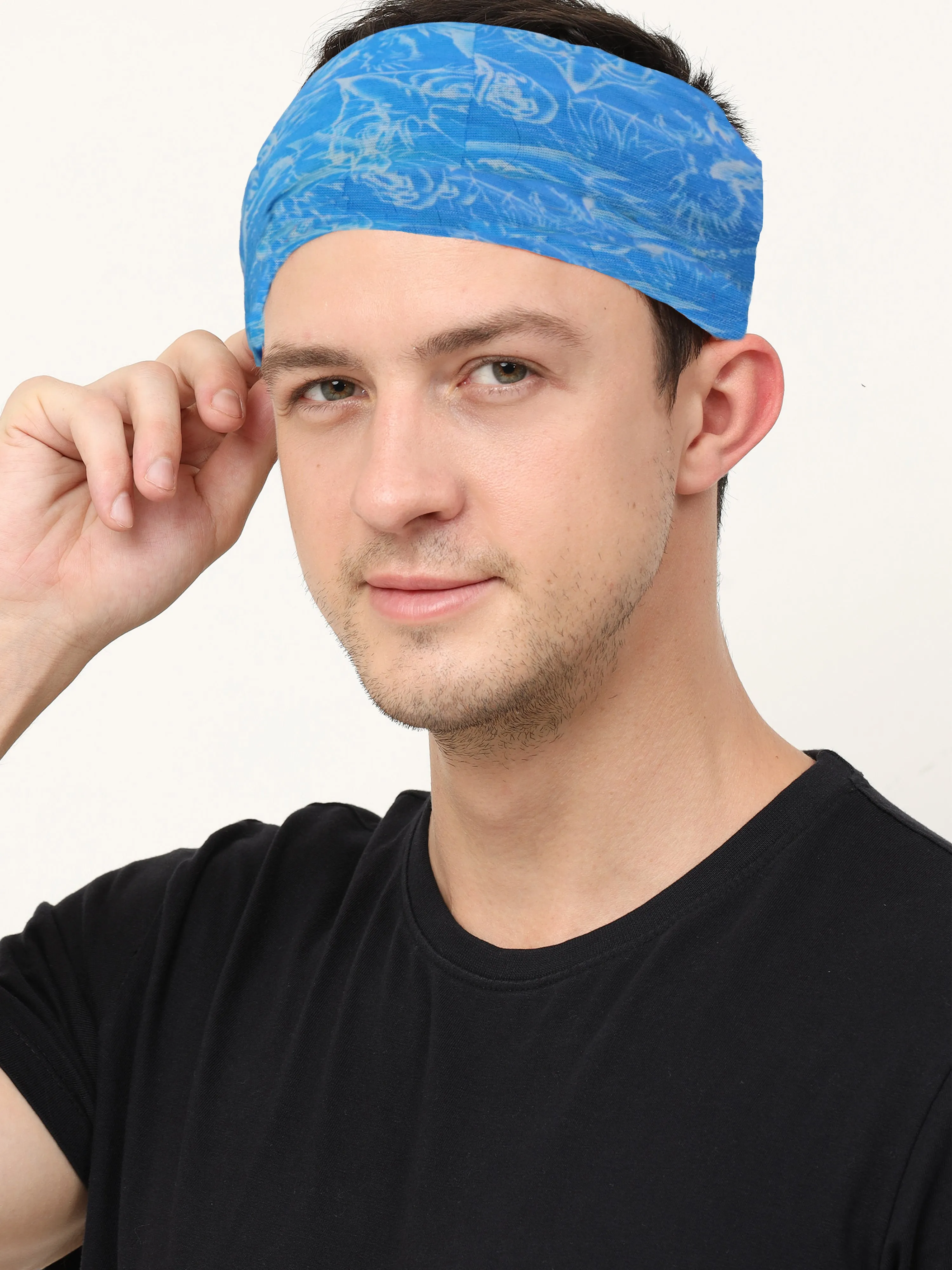 UrGear Unisex Adults and Kids Blue Printed Bamboo Anti Microbial Multipurpose FREE SIZE Bandana