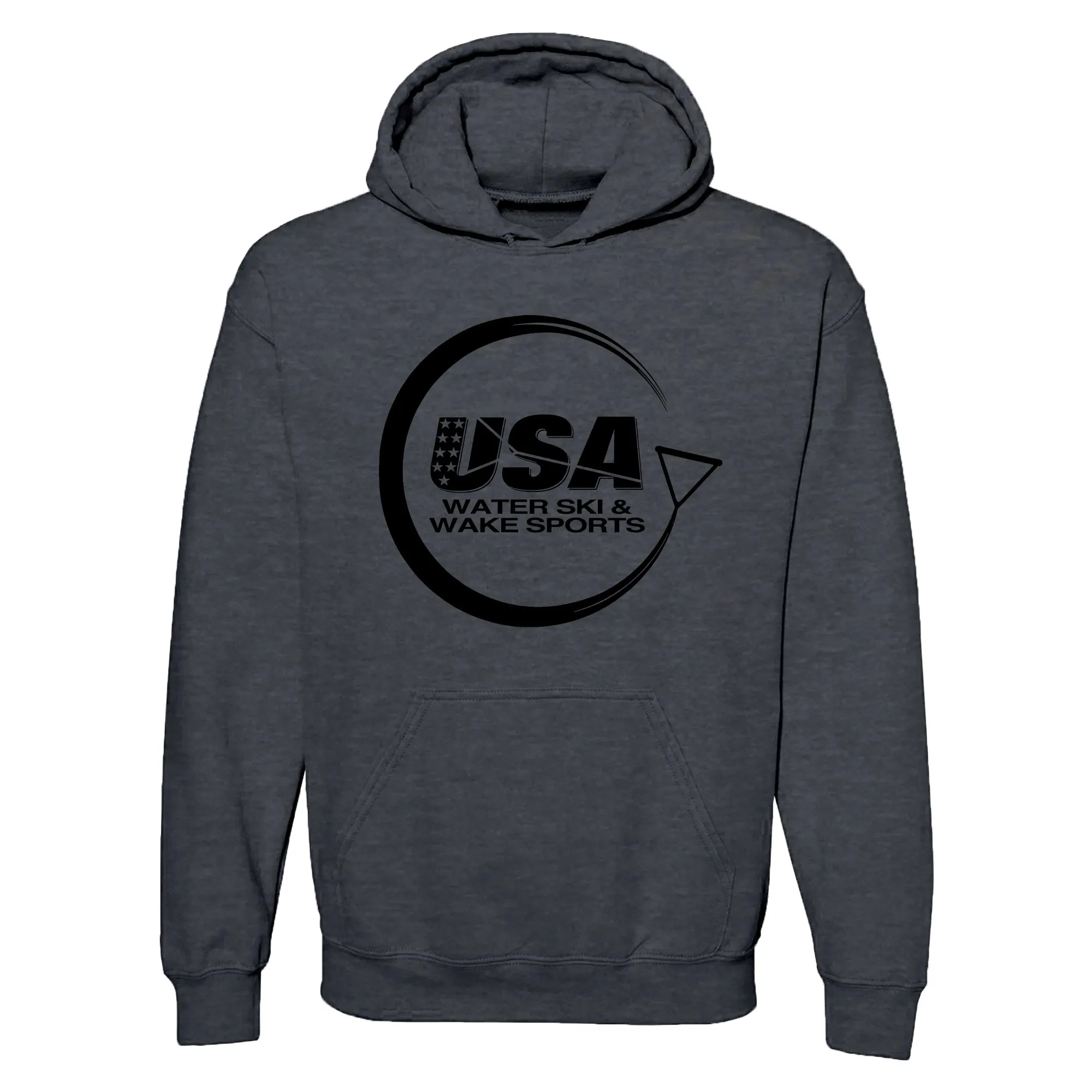 USAWSWS - Circular Black Logo Hooded Pullover - Dark Heather