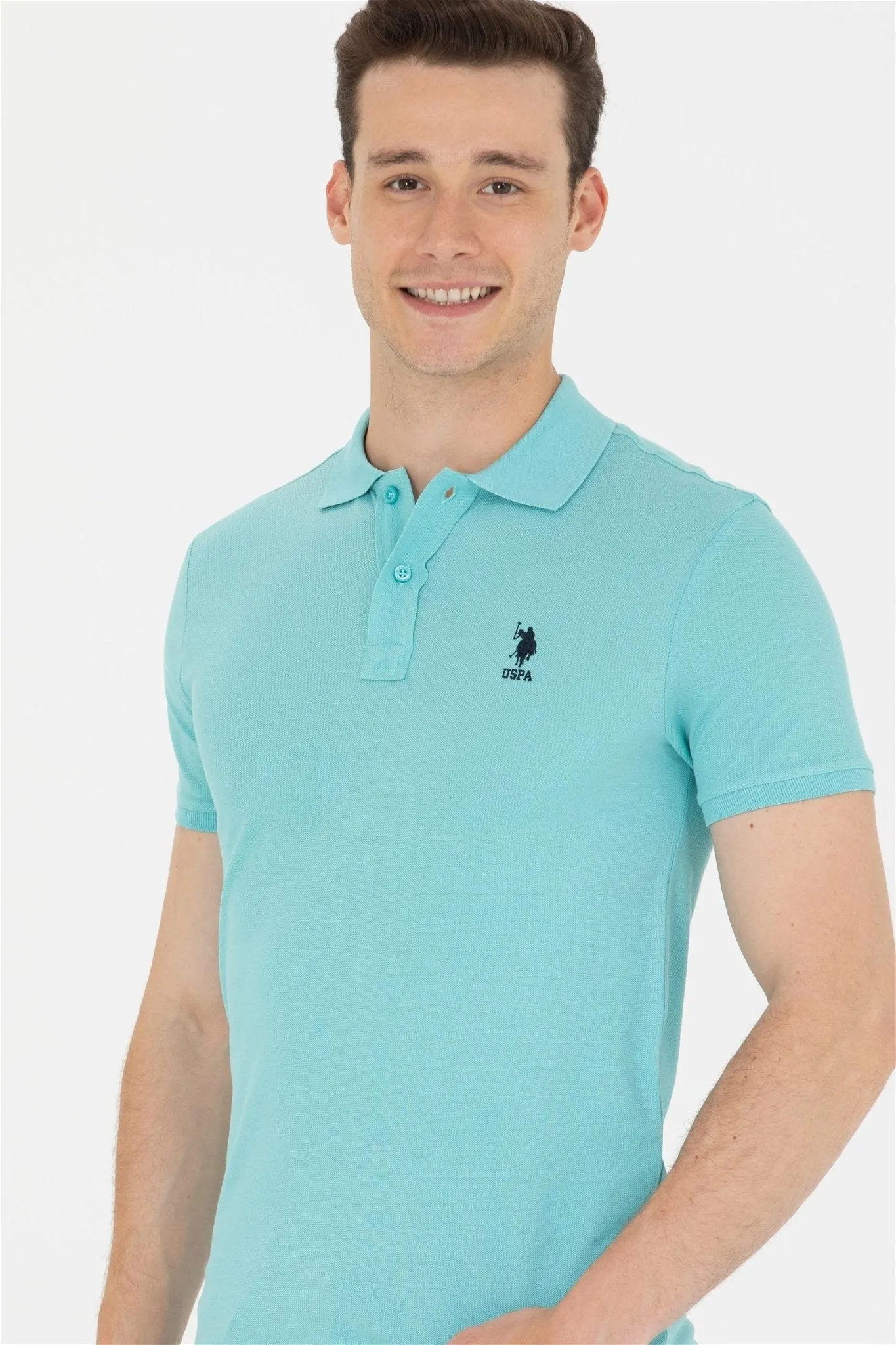 USPA Men's Mint Basic Polo Neck T-Shirt