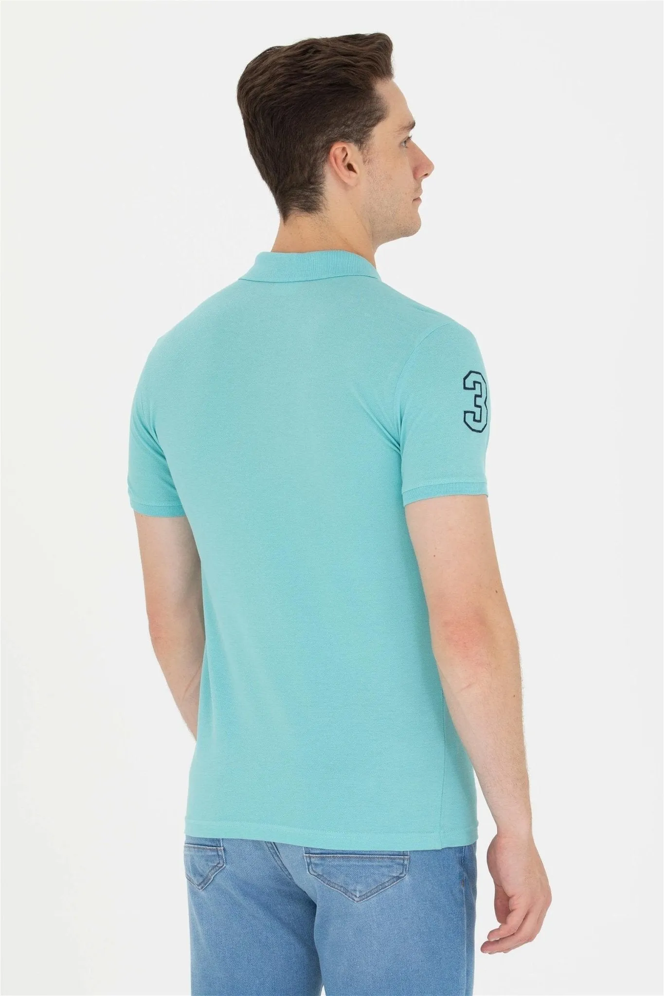 USPA Men's Mint Basic Polo Neck T-Shirt