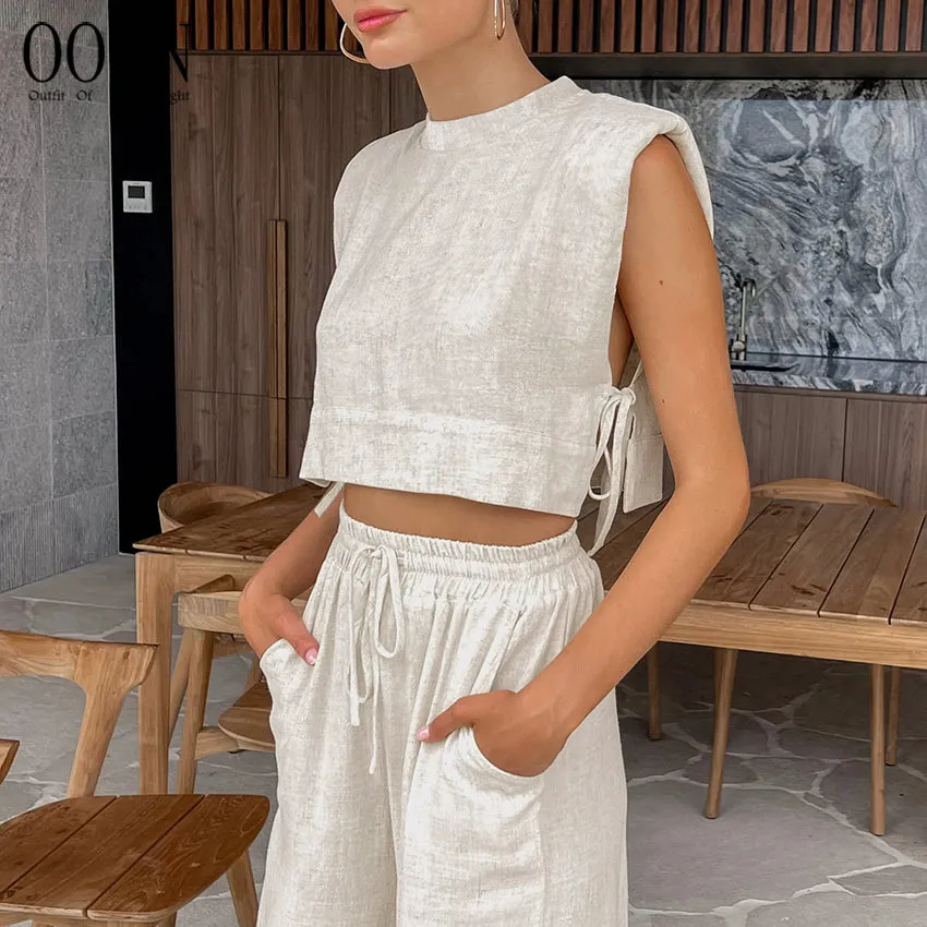 Vacation Day Wide-Leg Pants Set