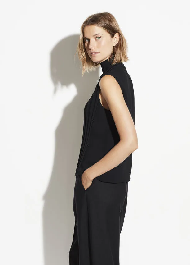 Vince - Mixed Rib Sleeveless Turtleneck in Black