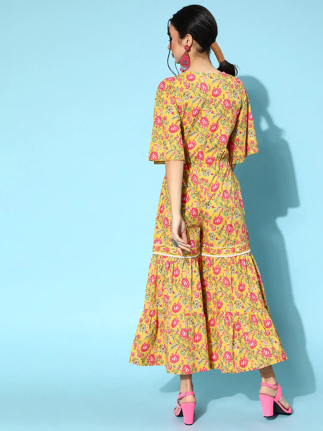 Women Stylish Mustard Printed Elevated Jumpsuit