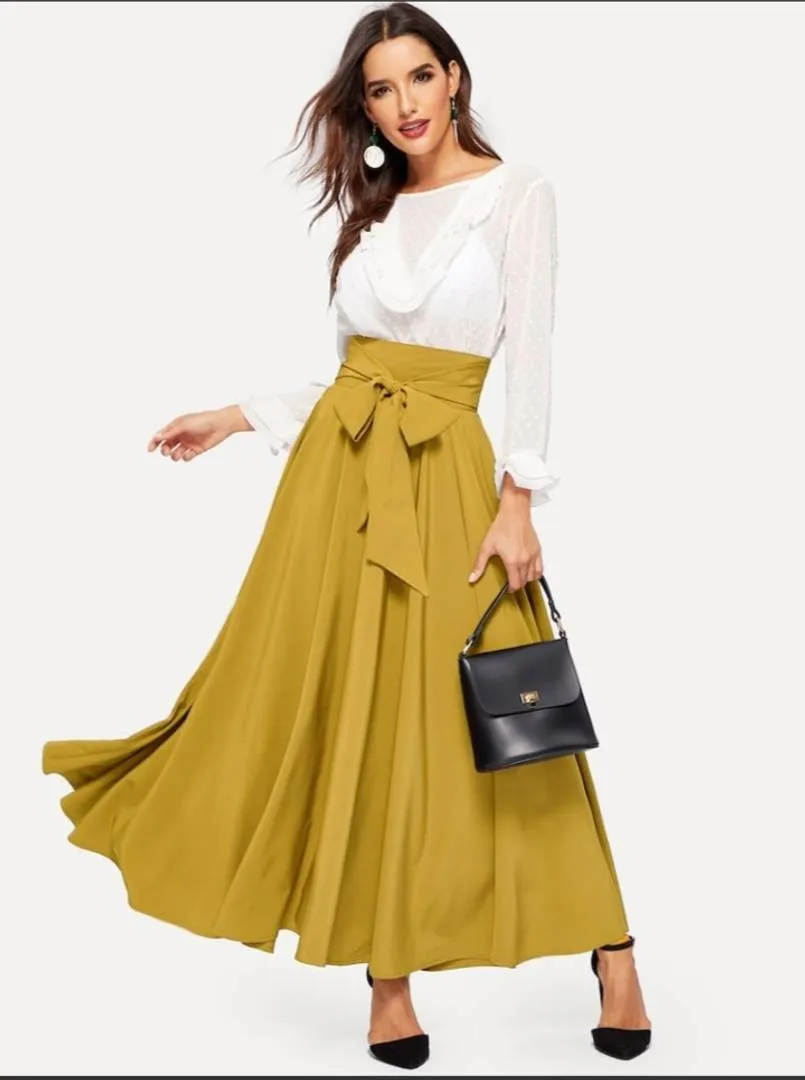 Women Yellow Flare Skirt