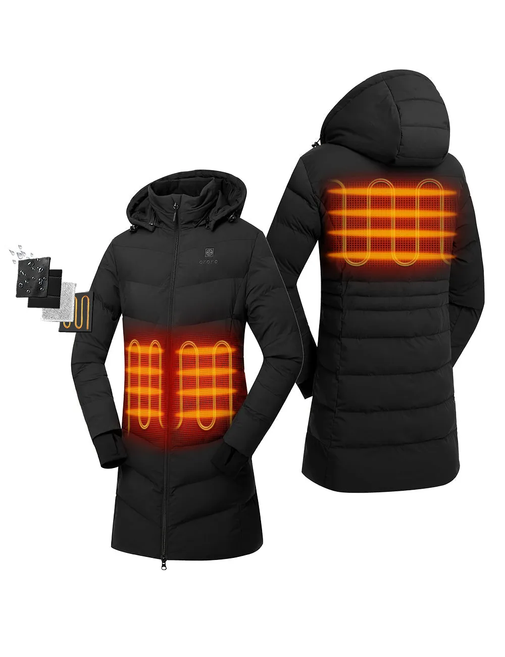 Women's Heated Thermolite® Puffer Parka Jacket - Black/White