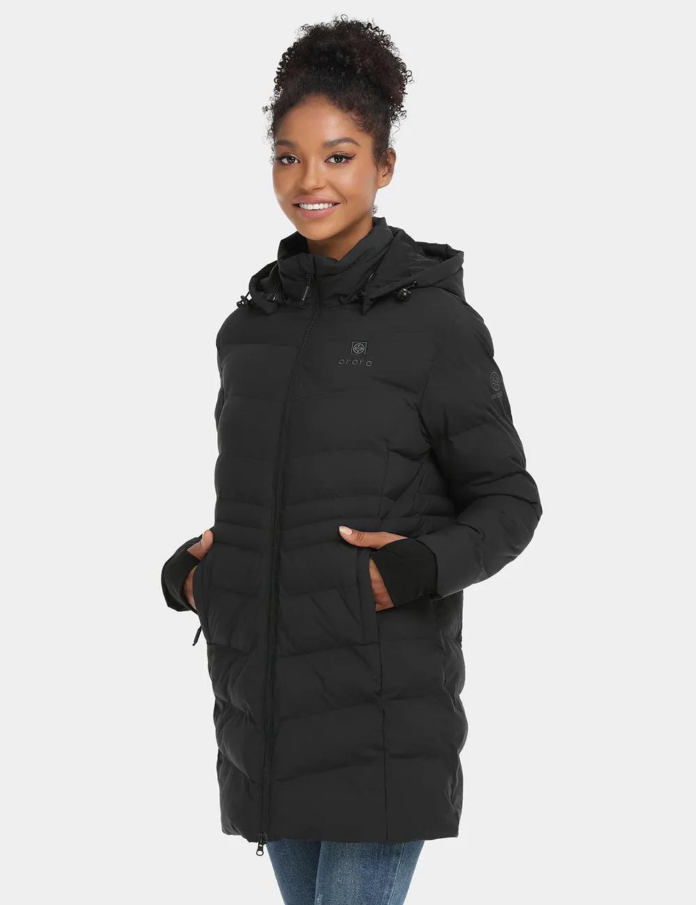 Women's Heated Thermolite® Puffer Parka Jacket - Black/White