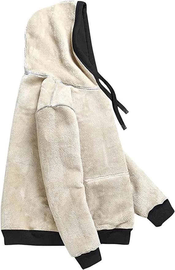 Women's Winter Warm Sherpa Fleece Lined Hooded Sweatshirts Pullover Tops for the Curvy Girl