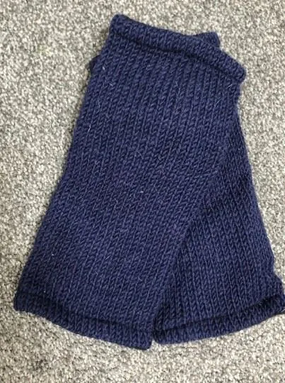 Wool Knit Fleece Lined  Wrist Warmers - Plain Navy