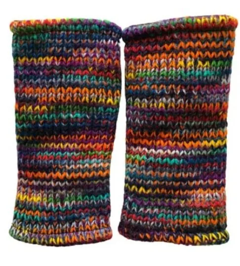 Wool Knit Fleece Lined  Wrist Warmers - SD Multi