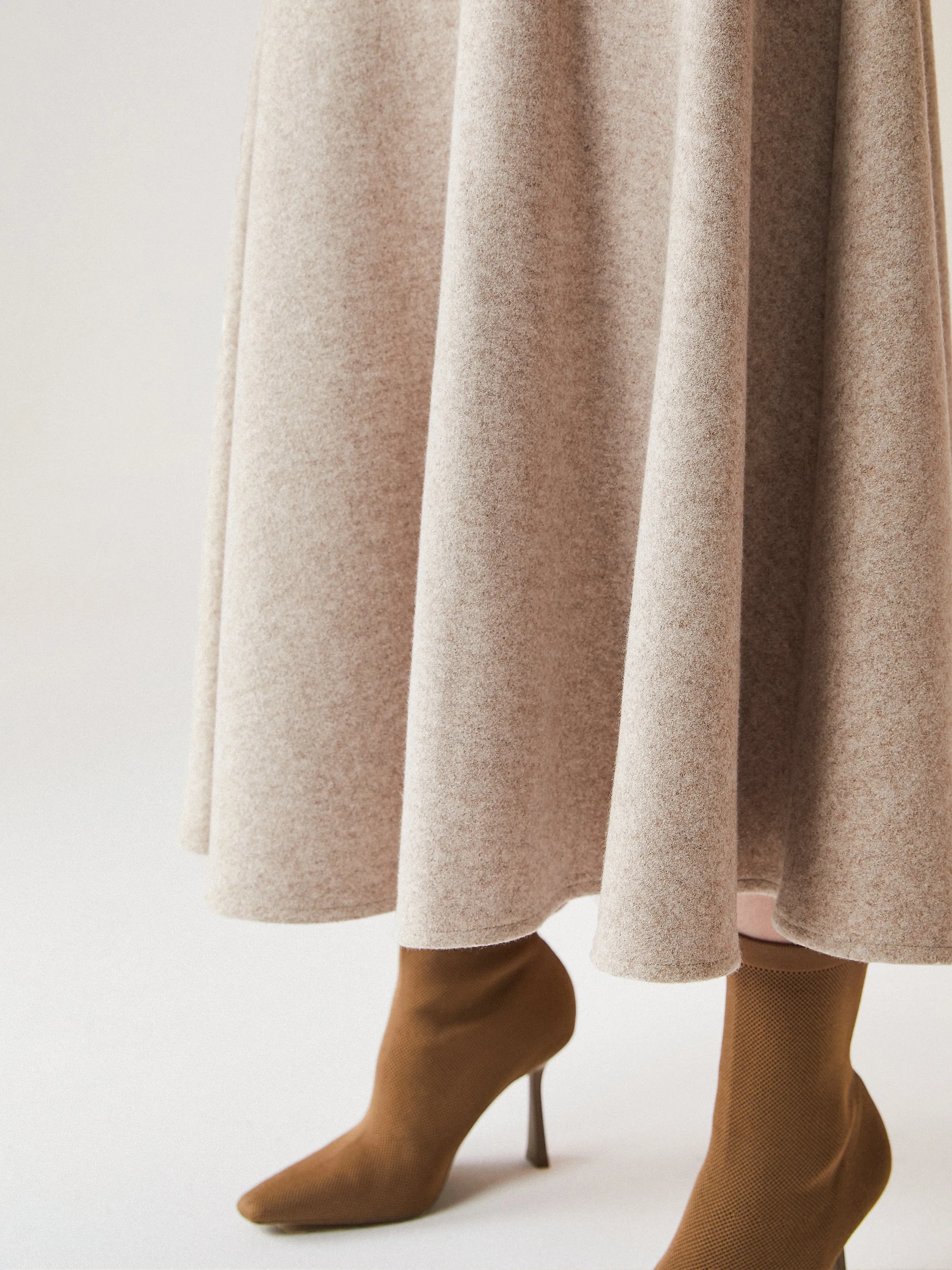 Wool-like Flared Maxi Skirt