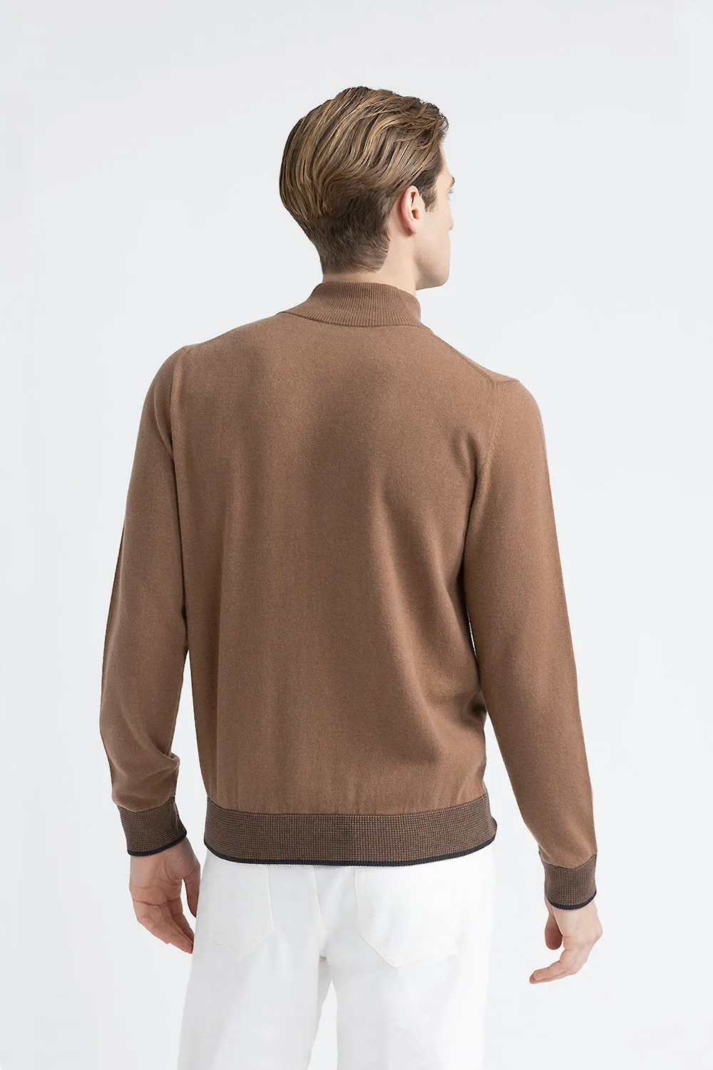 Wool, silk and cashmere high neck sweater