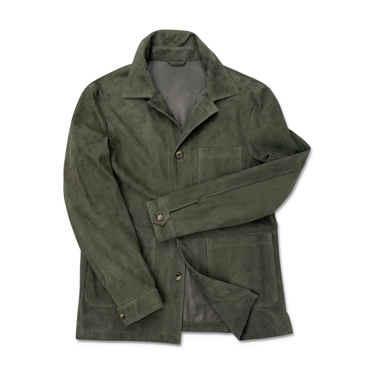 Worker Jacket in Forest Green Suede