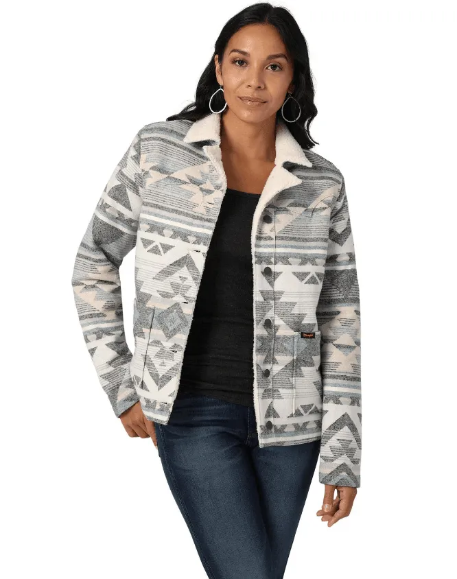 Wrangler Retro Women's Grey Aztec Barn Jacket 112336451