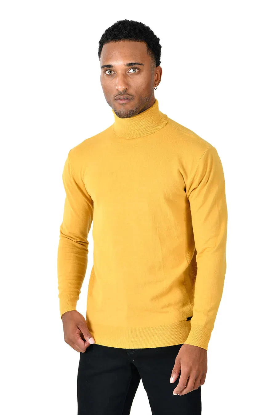 Yellow Men's Turtleneck Sweaters Light Blend Regular-Fit