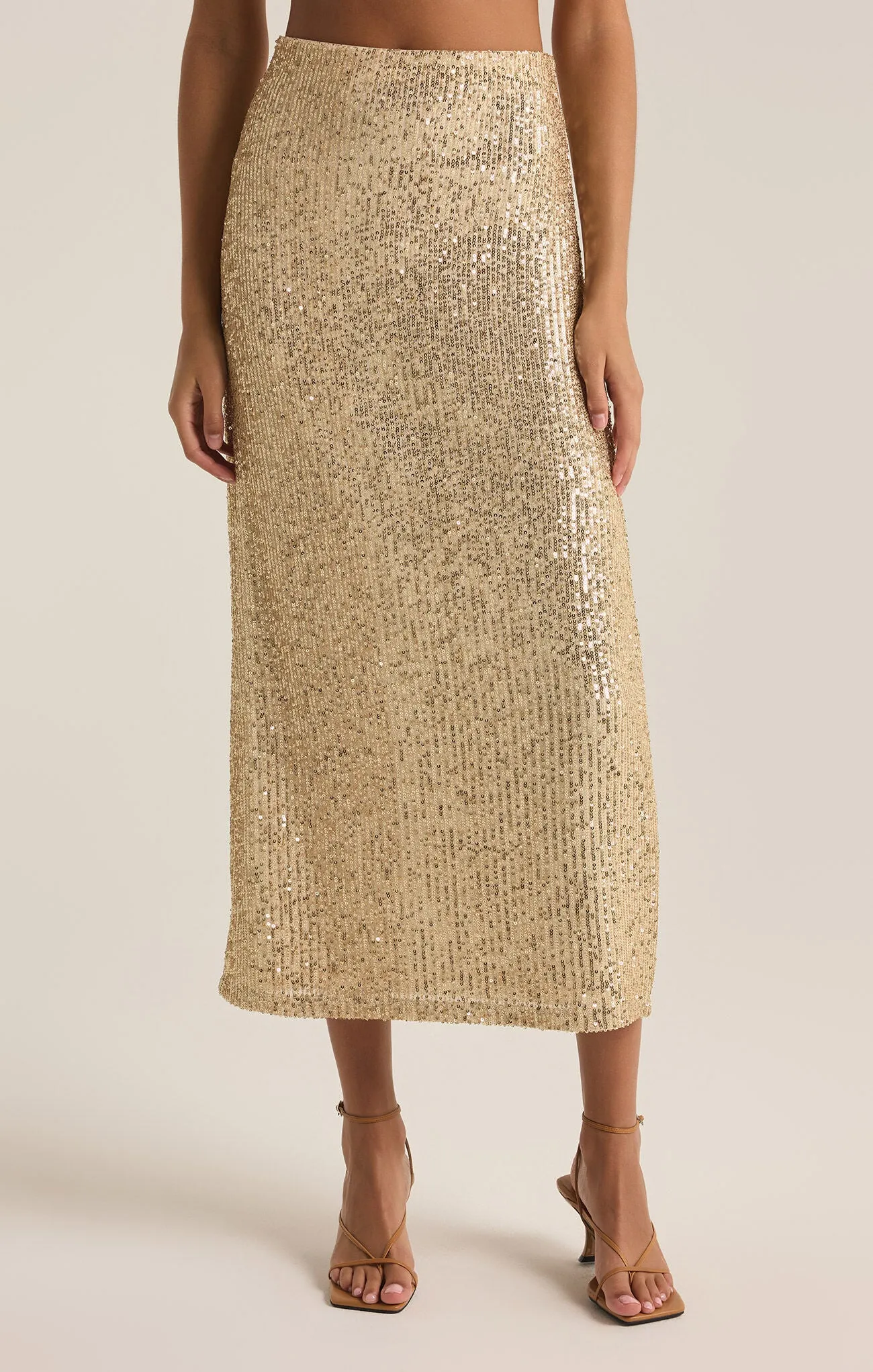 Z SUPPLY - SATURN SEQUIN MIDII SKIRT CHAMPAGNE