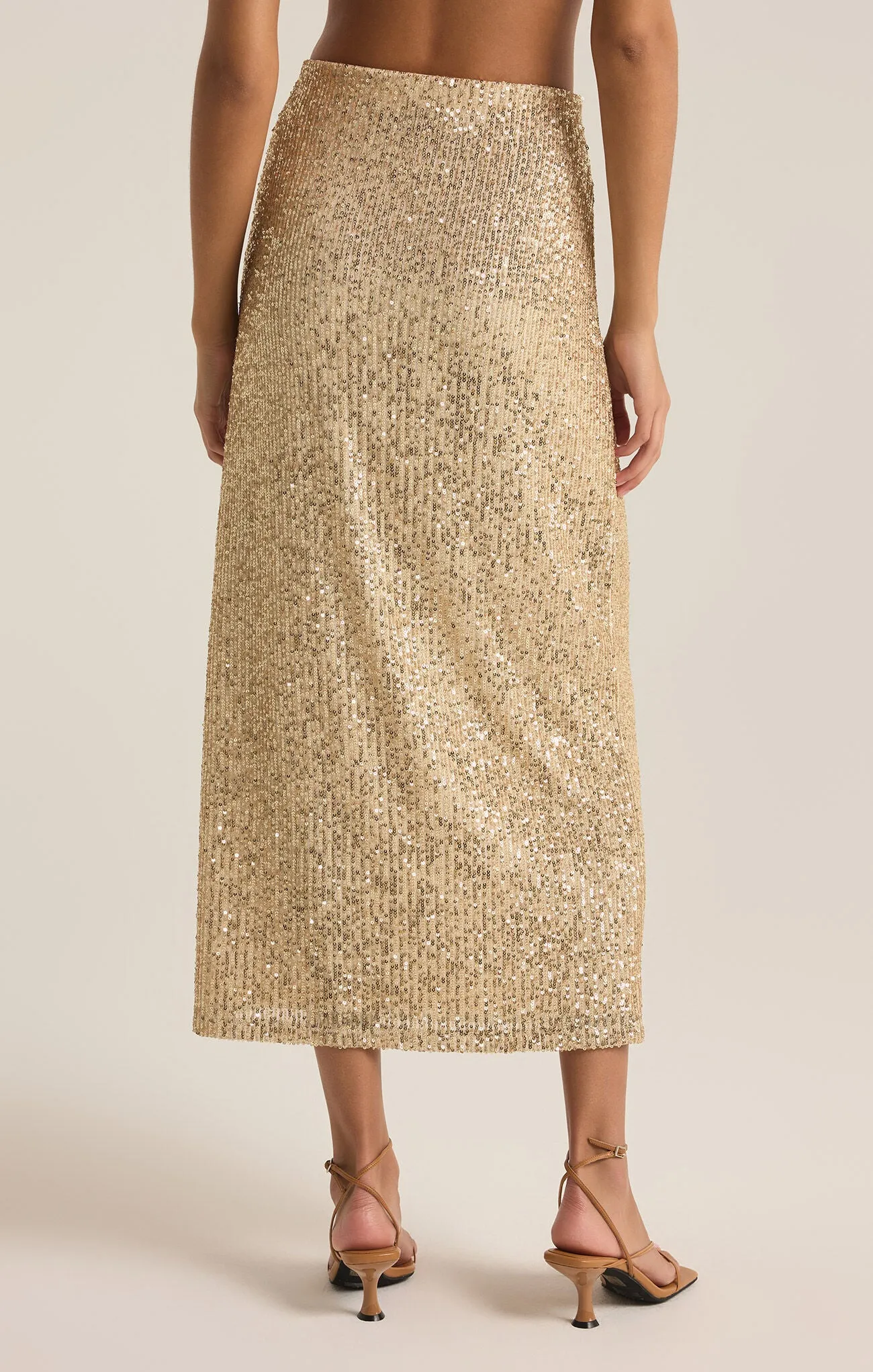 Z SUPPLY - SATURN SEQUIN MIDII SKIRT CHAMPAGNE