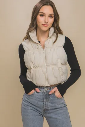 Zip Up Turtleneck Cropped Vest Coat